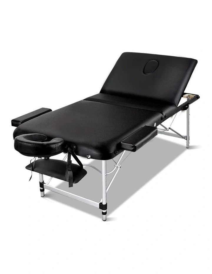 Zenses 70cm 3 Fold Portable Aluminium Massage Table Black