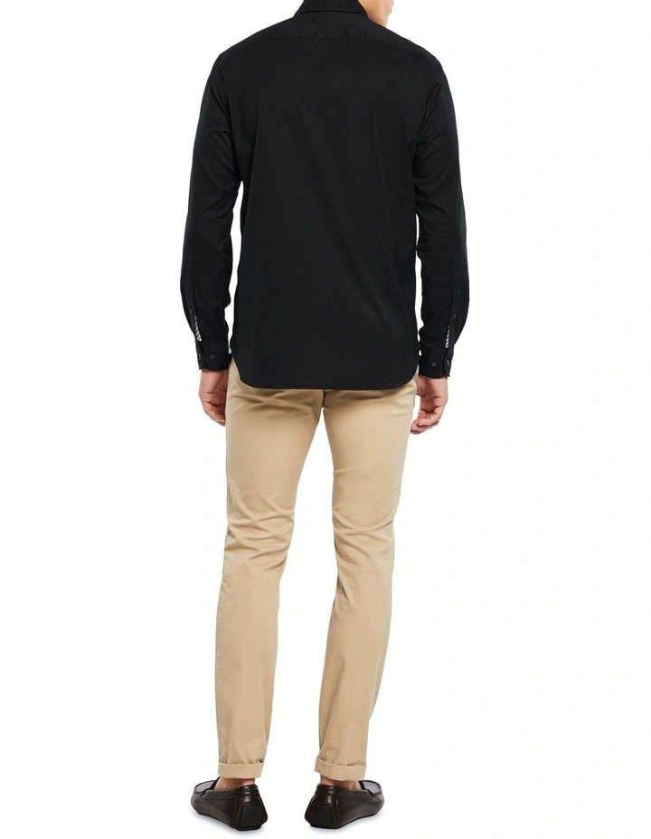 Core Flex Poplin Long Sleeve Shirt in Black