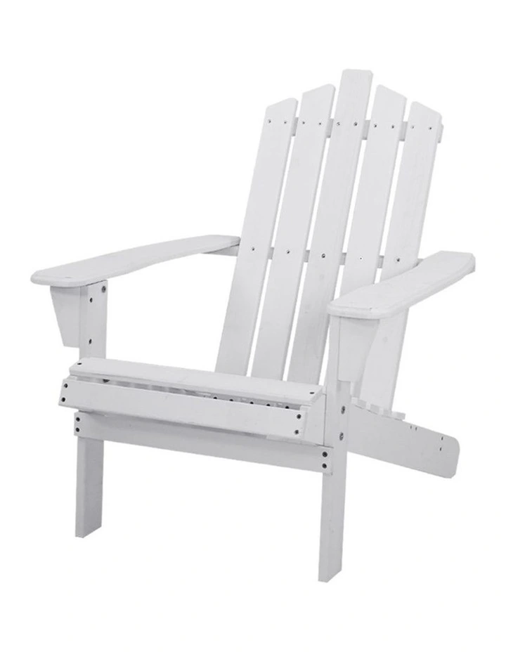 Outdoor Sun Lounge Beach Chairs Table Setting Wooden Adirondack Patio White
