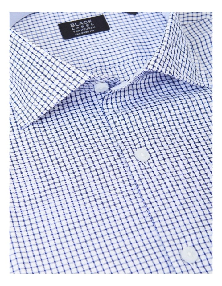 Tailored Long Sleeve Large Check Business Shirt in Navy