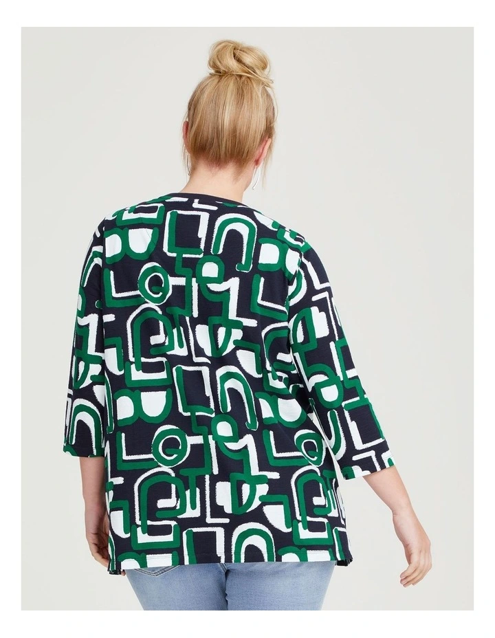 Cotton Textured Abstract Top in Print
