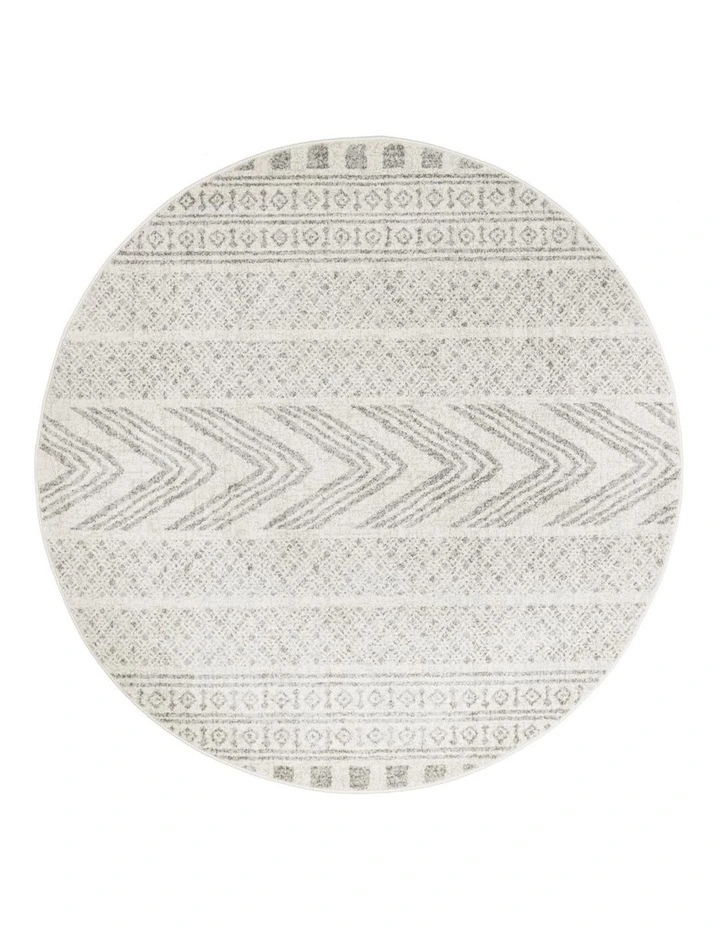 Mirage Adani Modern Tribal Design Round Rug in Grey