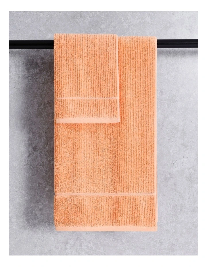 Combed Cotton Ribbed Towel Range in Coral