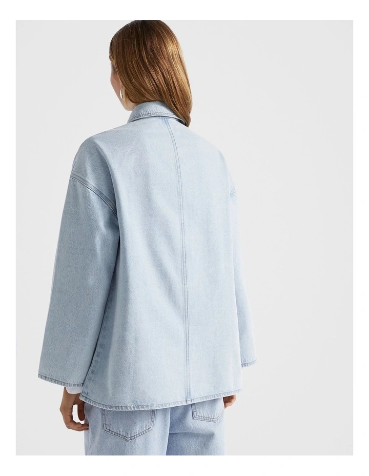 Boxy Shacket in Glacier Denim