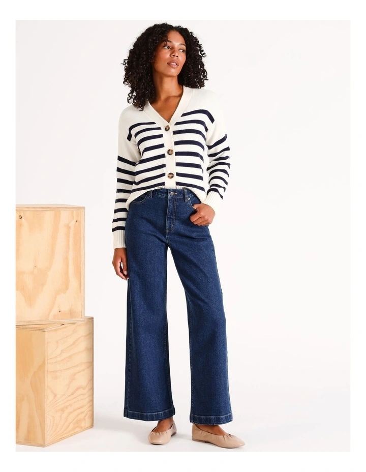 Organic Blend Wide Leg Jean in Dark Denim