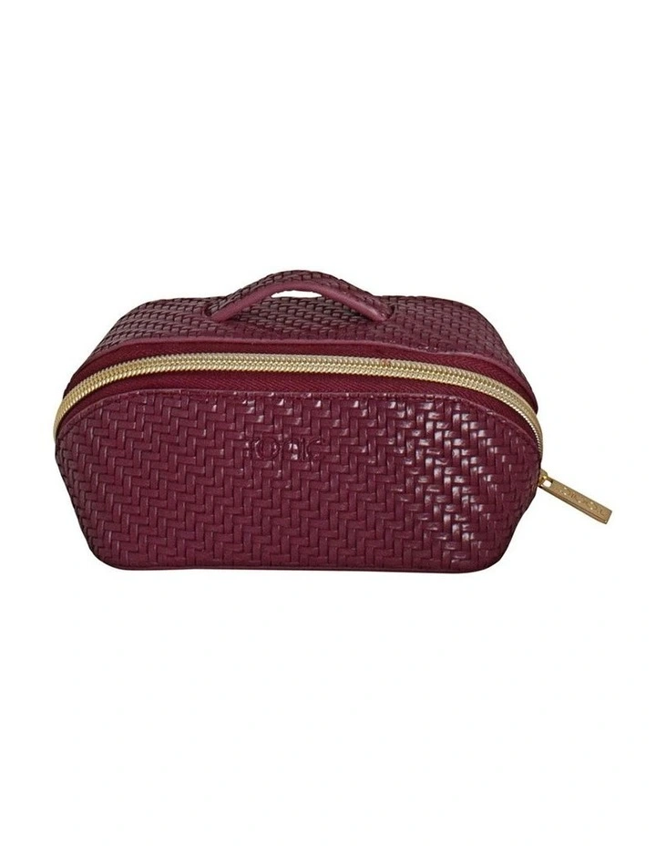 Herringbone Small Beauty Bag in Plum
