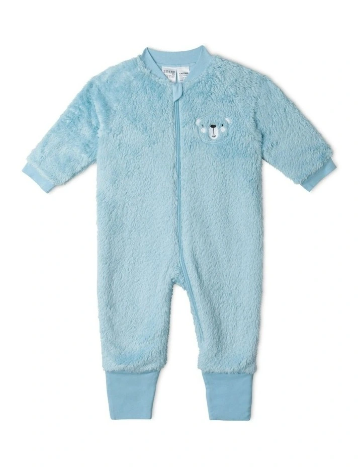 Lined Coral Fleece Blanket Sleeper in Blue