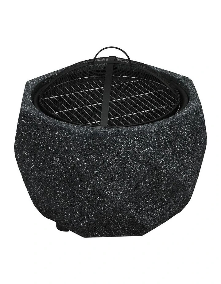 Outdoor Charcoal Camping Fire Pit BBQ Grill in Black