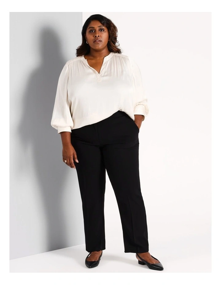 Ava Straight Leg Suit Pant in Black