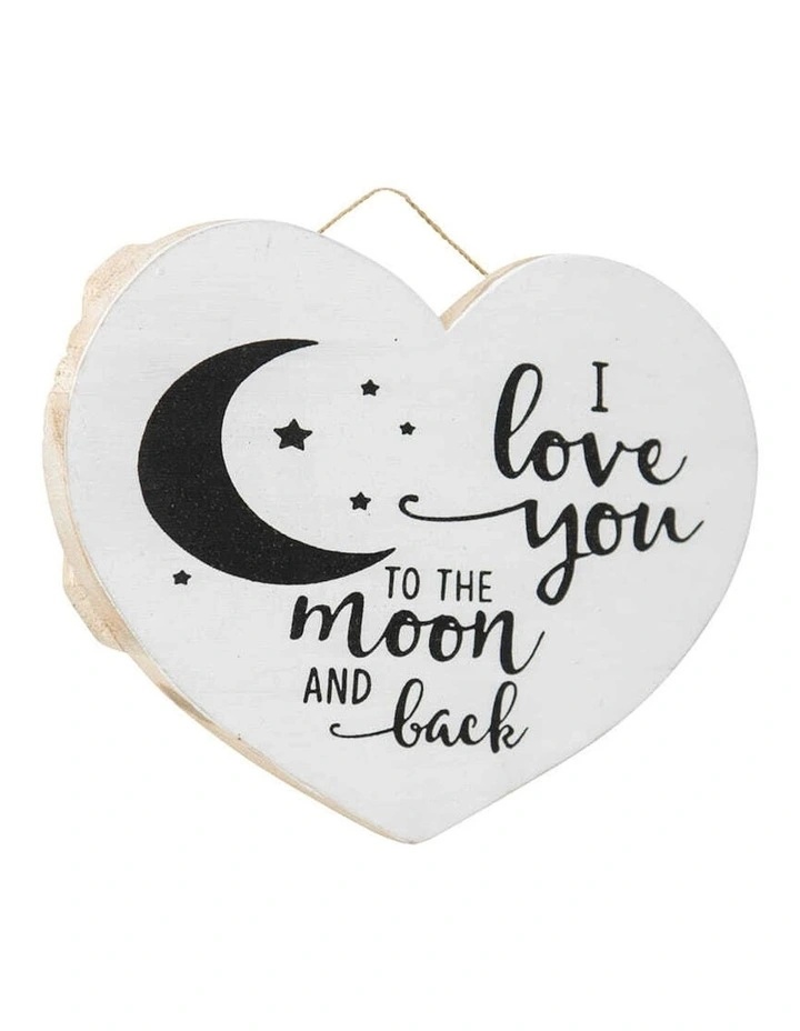 Handmade Love You To The Moon Wall Art Sign in Multi