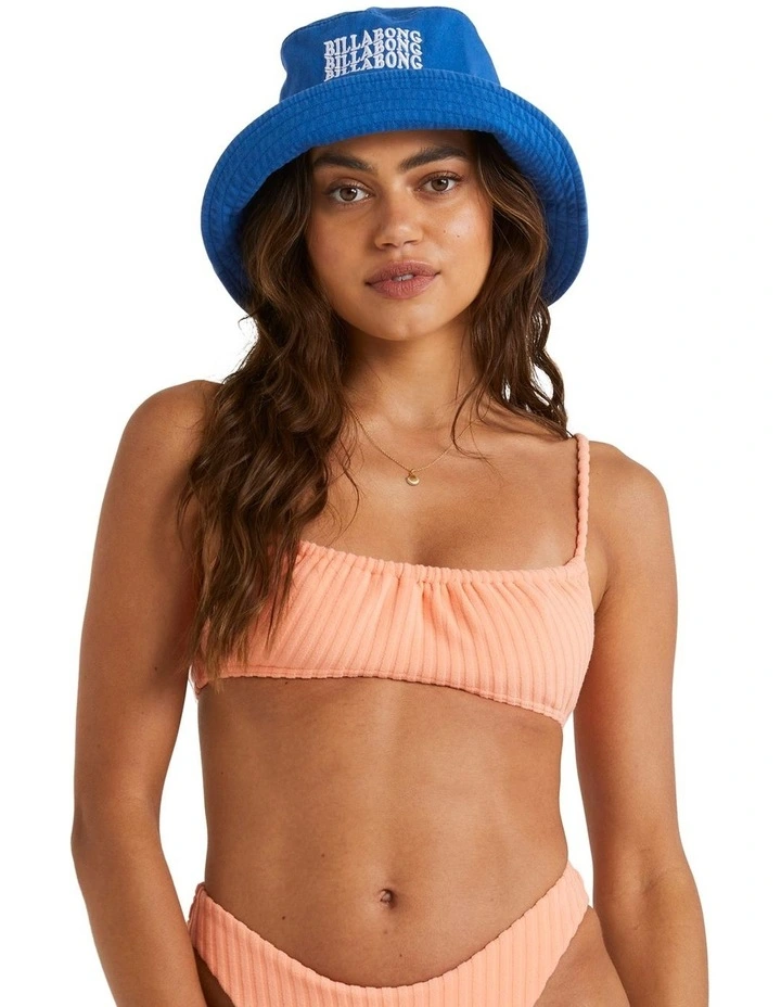 Terry Rib Mila Bralette Bikini Top in Coral