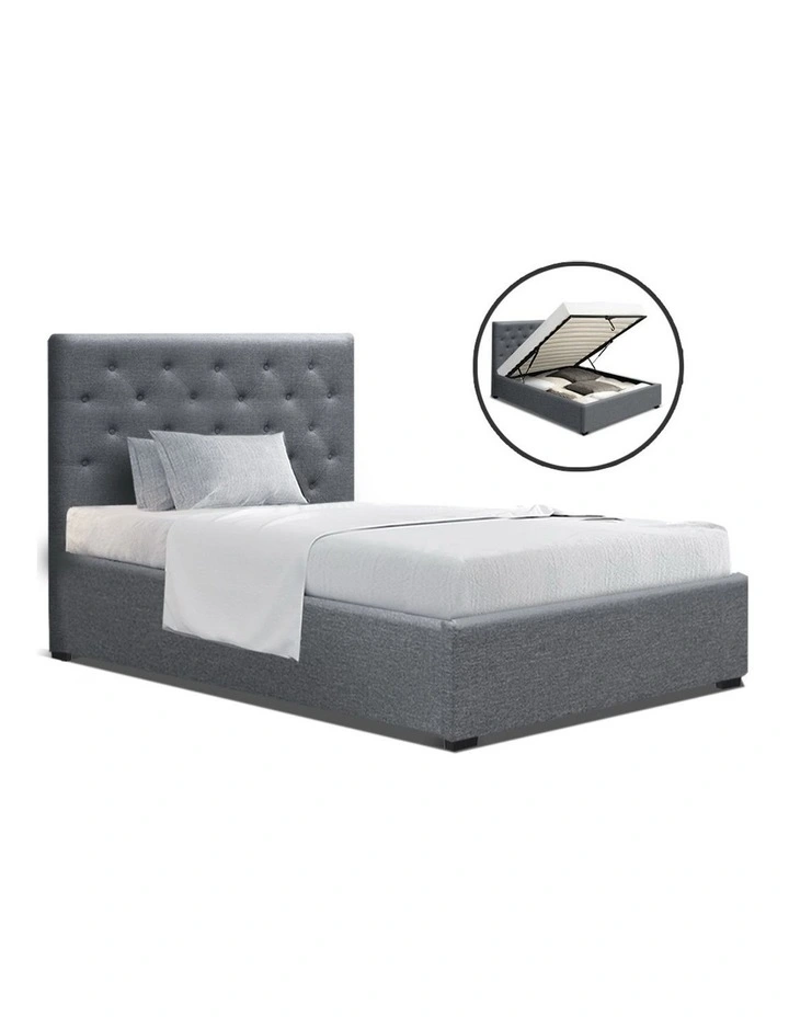VILA King Single Size Gas Lift Bed Frame Base With Storage