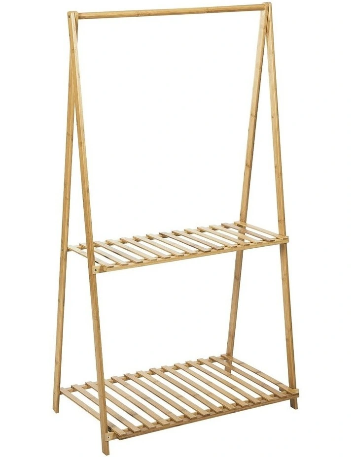 Anori 2 Tier Bamboo Plant Stand with Hanging Bar