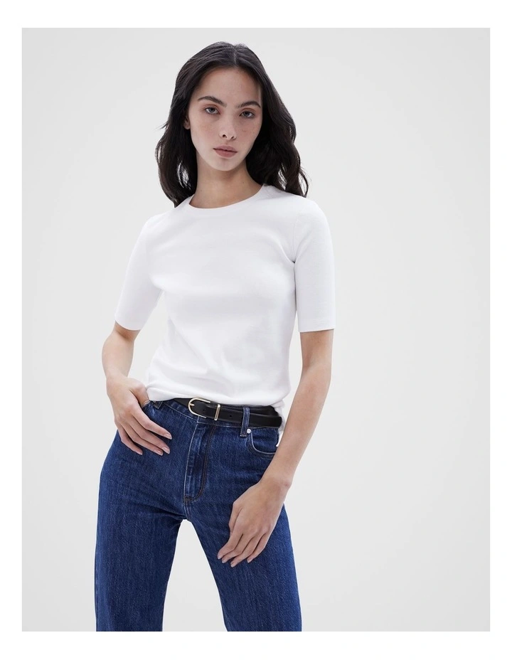 The Essential Ribbed Tee in White