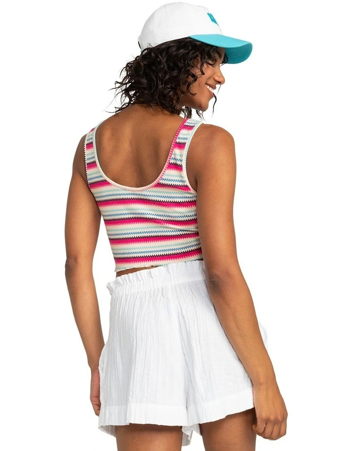 Keep It Wavy Printed Ribbed Tank Top in Brazilian Sand