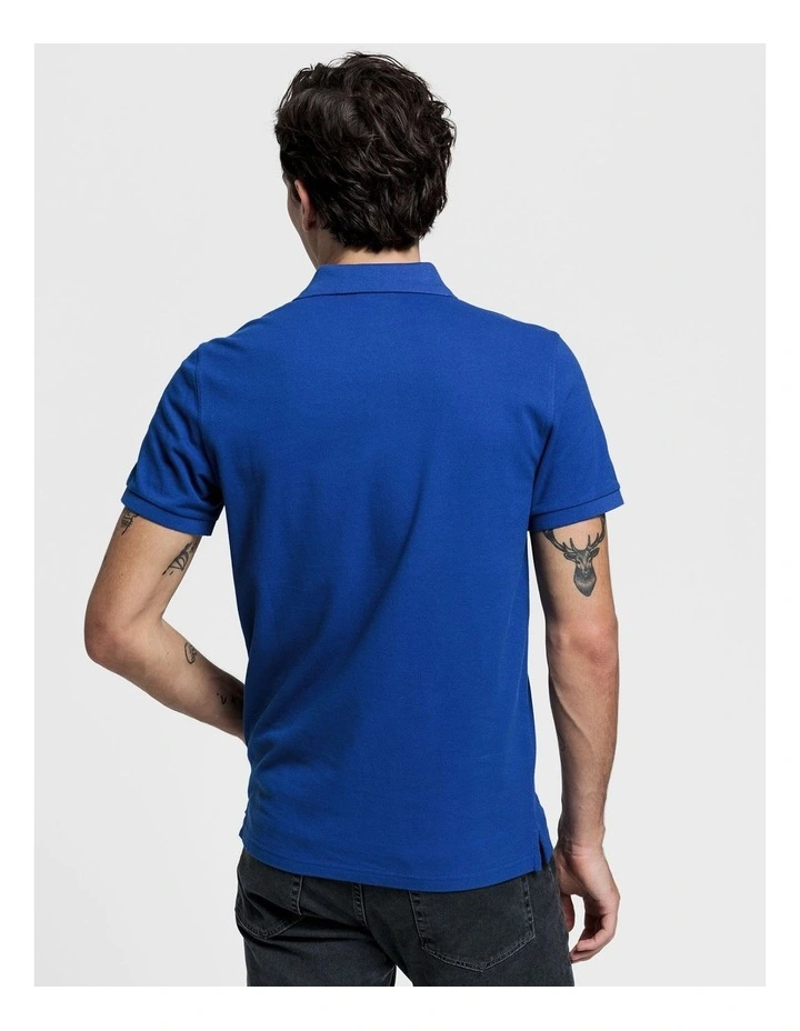 Solid Pique Rugger Polo in Cobalt