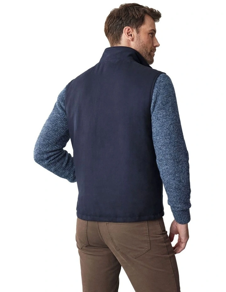 Cremorne Mock Suede Vest in Navy