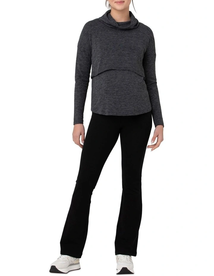 Cameron Roll Neck Nursing Top in Charcoal