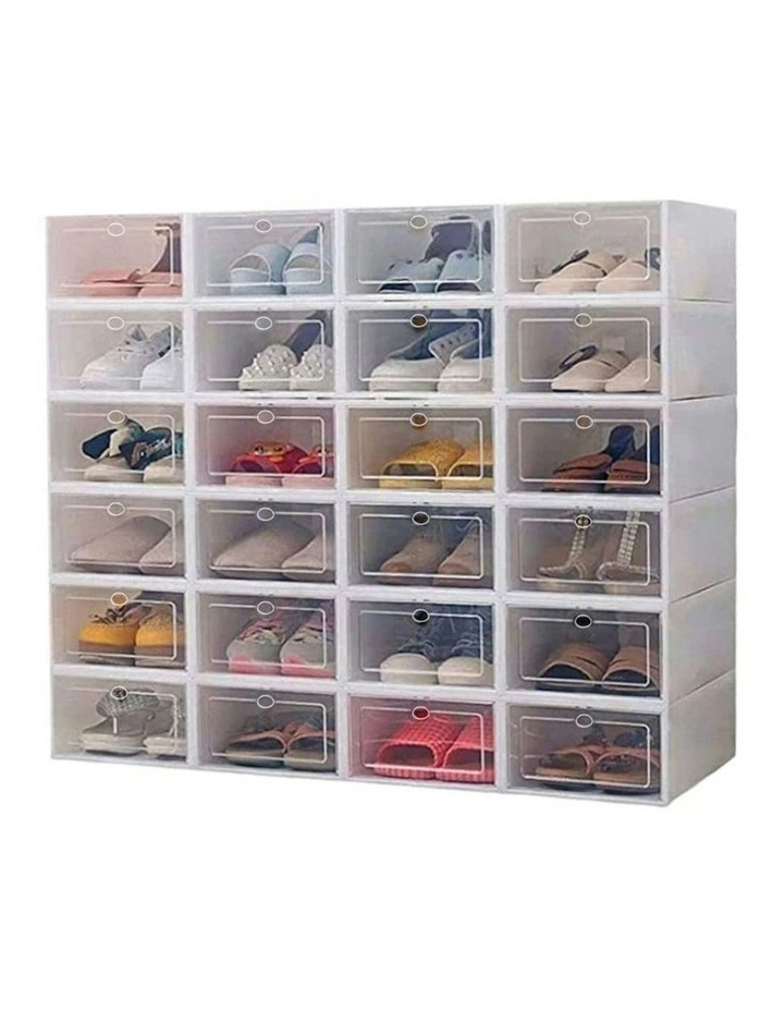 Shoe Box DIY Stackable Storage Organiser 24 Pieces in White