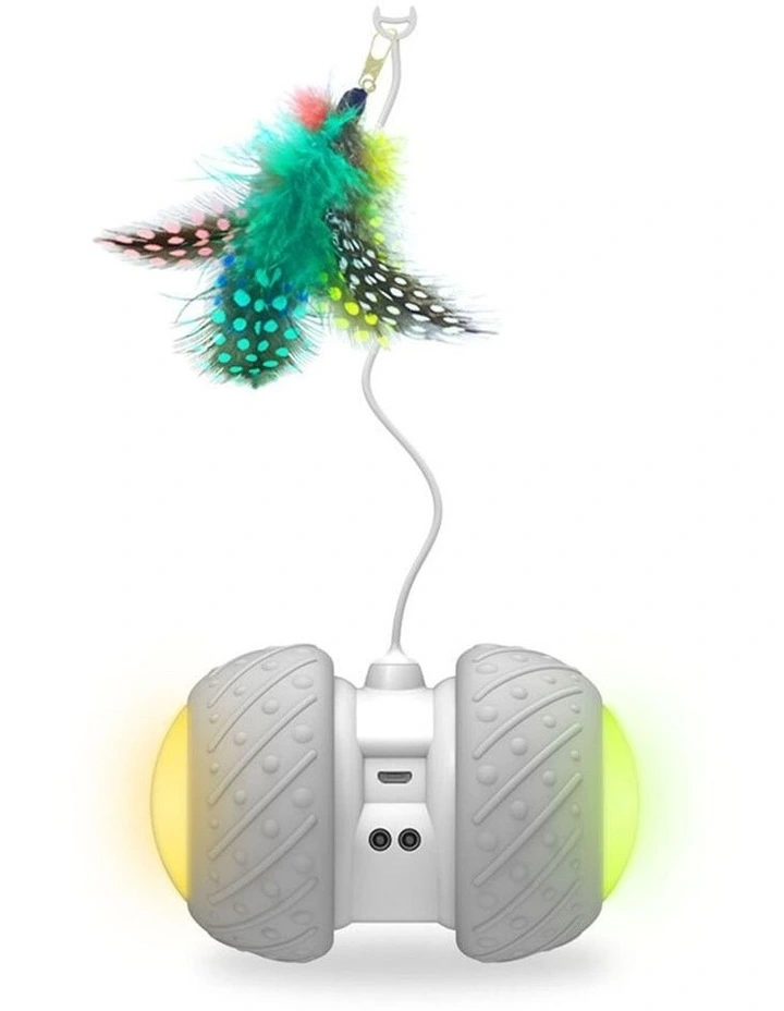 Rechargeable Smart Wheel Feather Self Rolling Cat/Kitten Teasing Toy