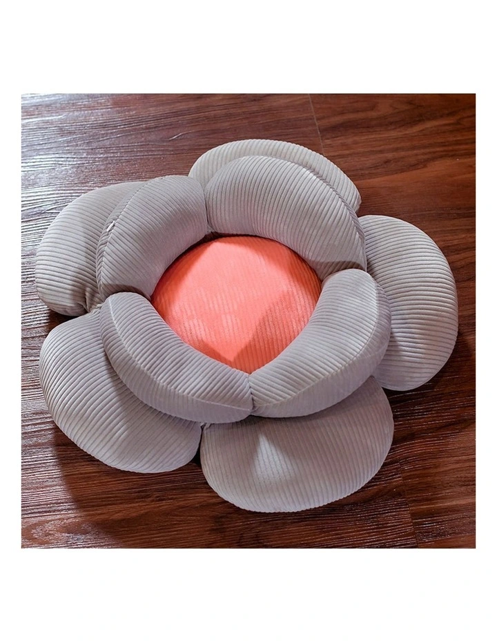 Double Flower Shape Cushion in Grey
