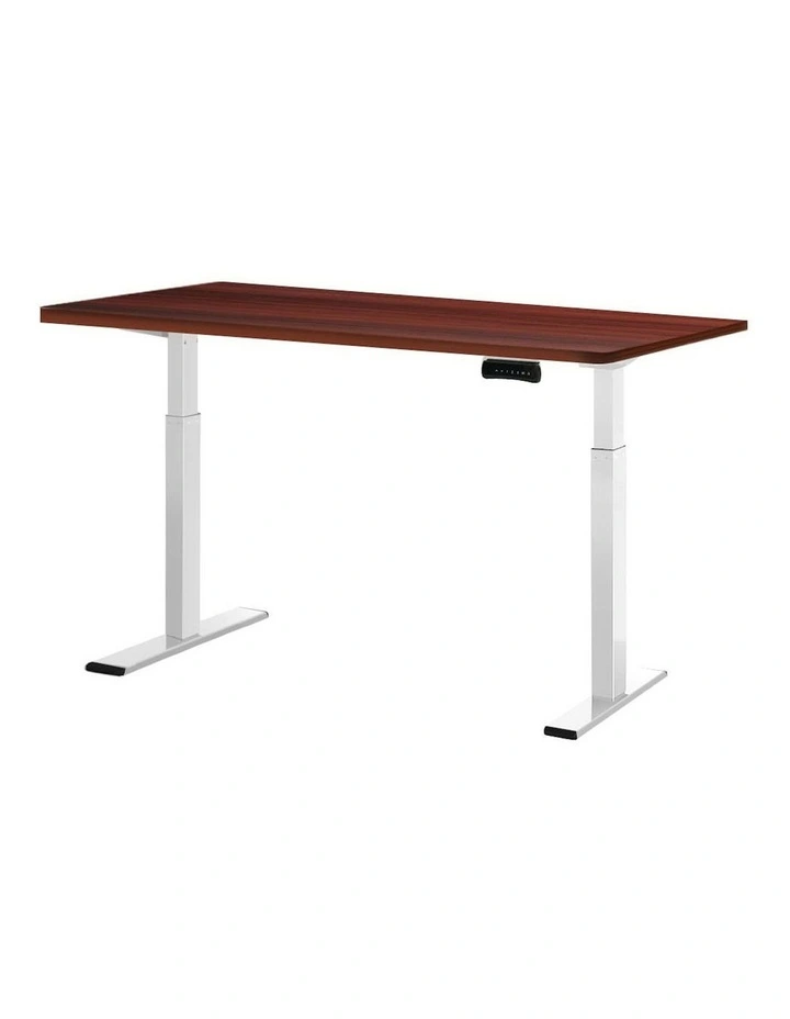 Sit Stand Desk Motorised in White/Walnut