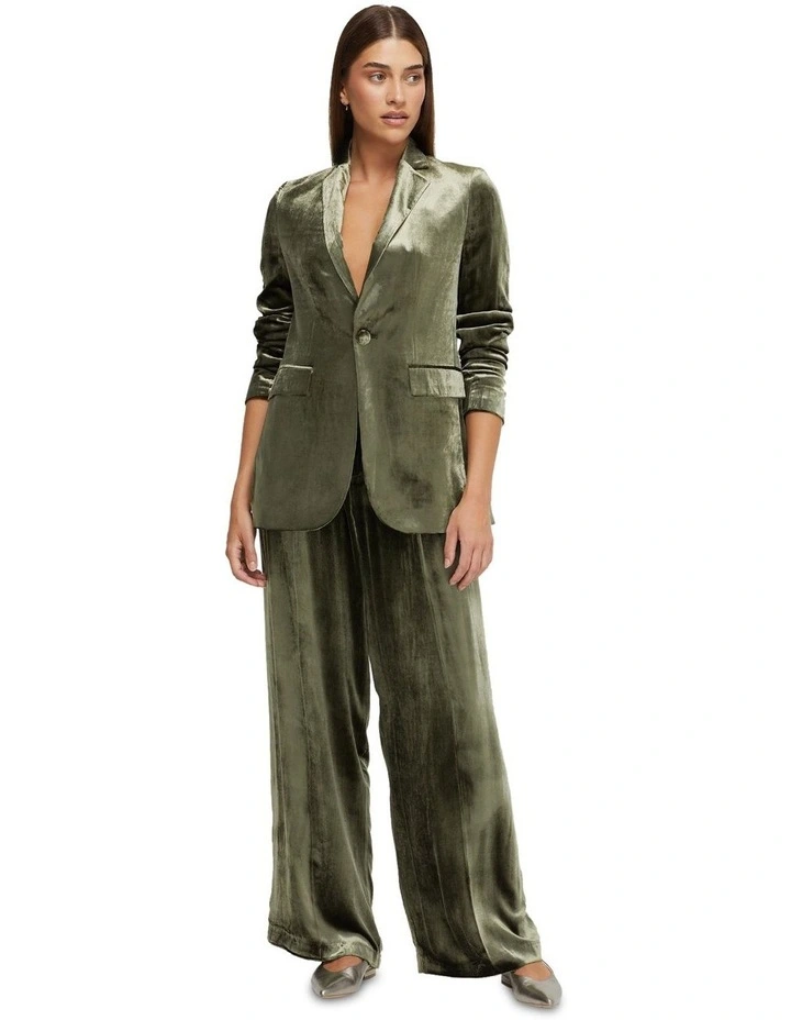 Lola Silky Velvet Jacket in Olive