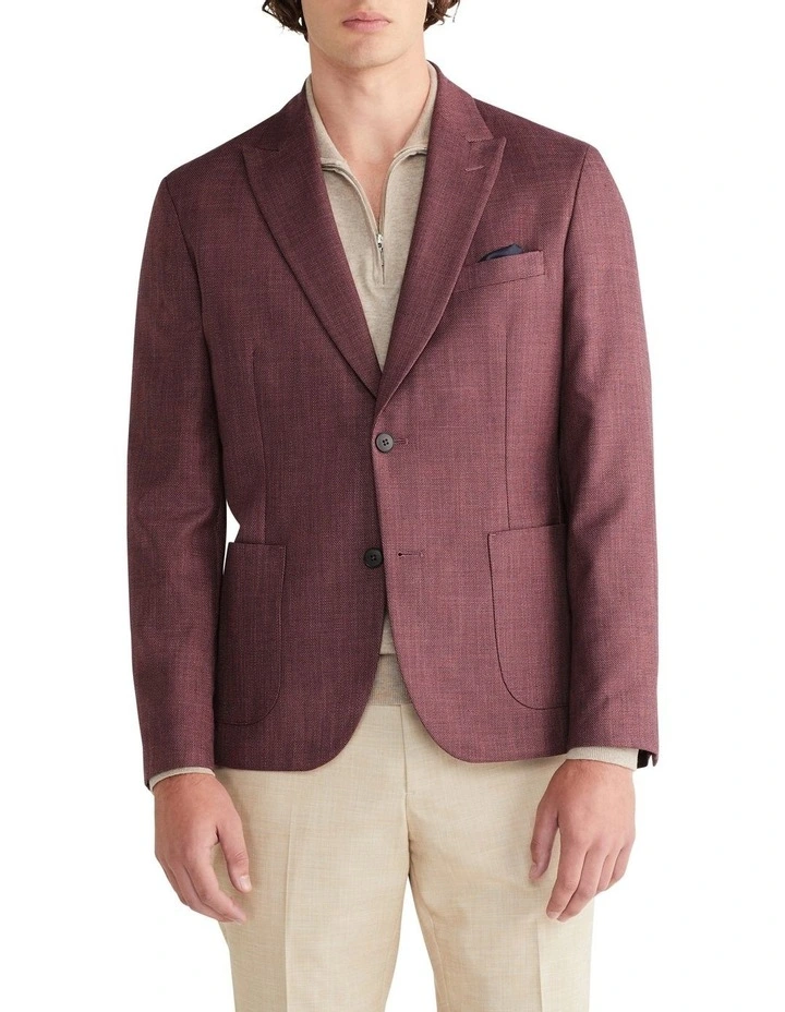 Textured Slub Blazer in Red