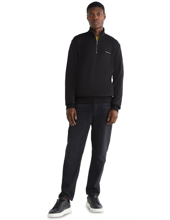 Micro Logo Repreve Q-Zip Sweat Top in Black