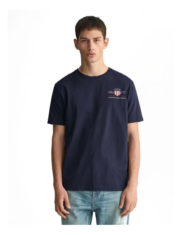 Embroidered Archive Shield T-Shirt in Evening Blue