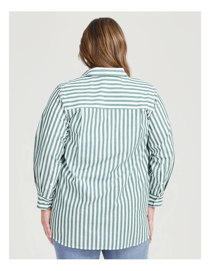 Cotton Bold Stripe Shirt in Meadow/Off White
