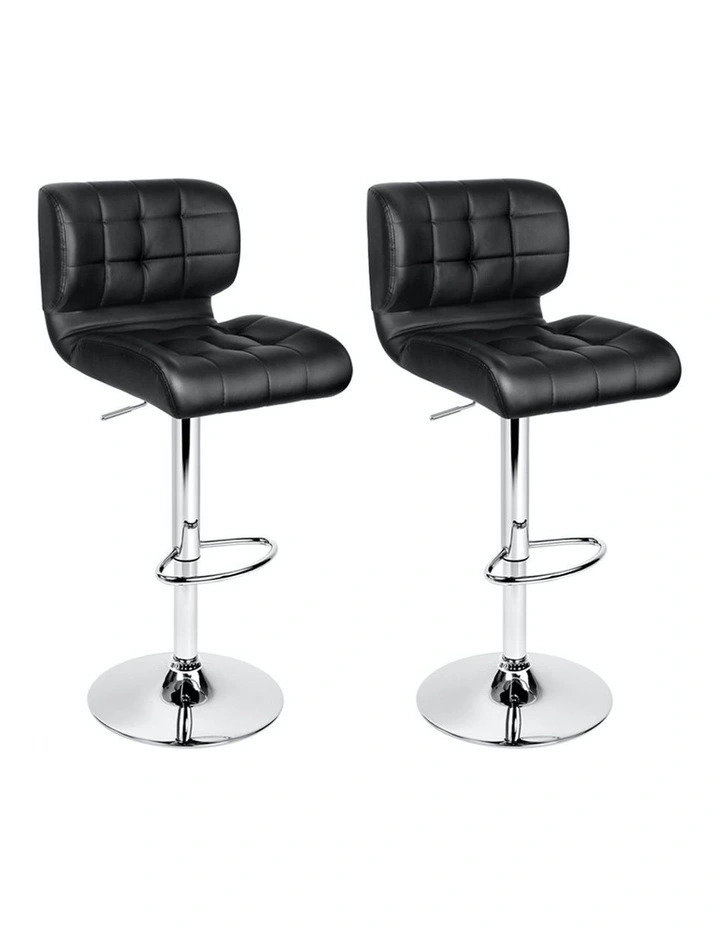 Kitchen Leather Bar Stools in Black