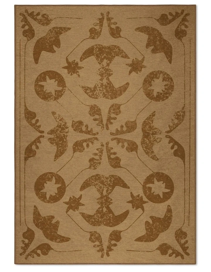 Distant Washable Chenille Area Rug in Tan
