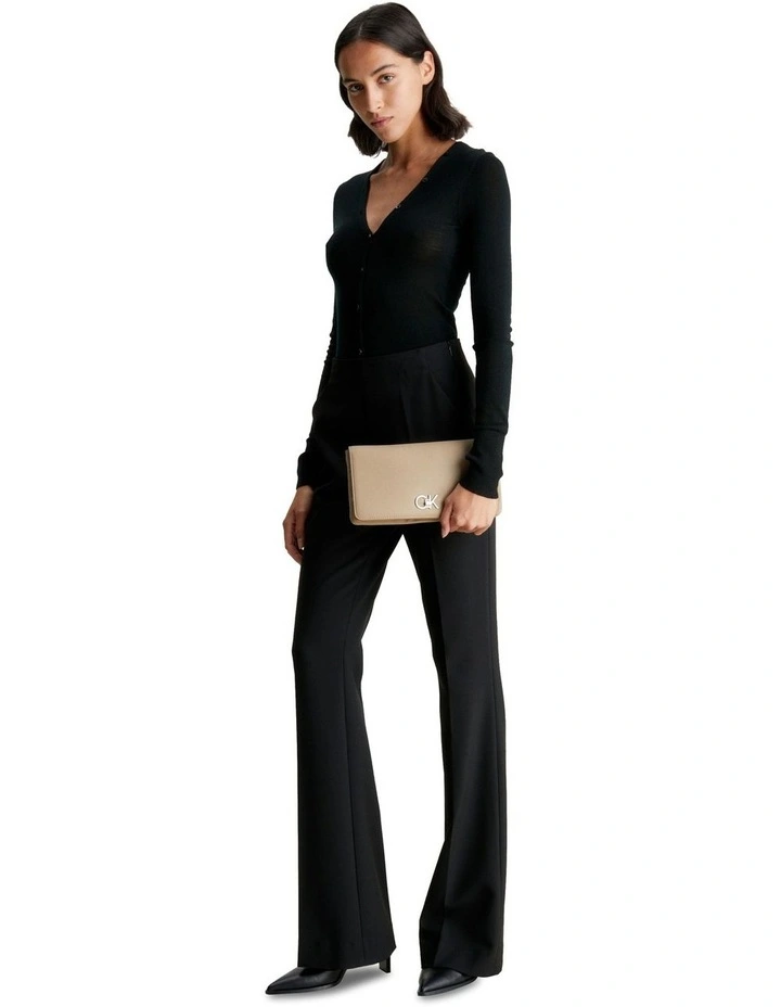 Re-Lock Double Gusette Crossbody Bag in Brown