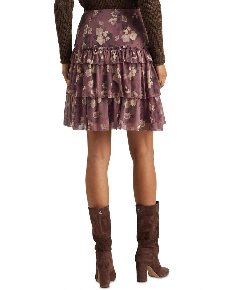 Floral Crinkle Georgette Miniskirt in Purple