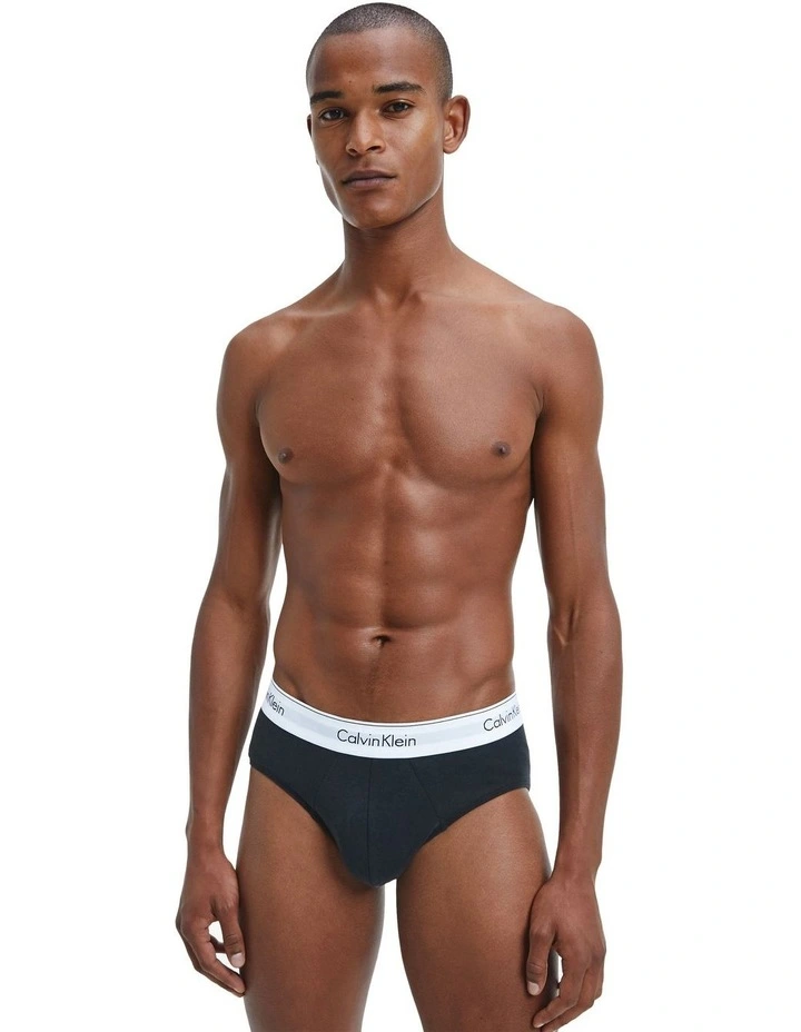 Modern Cotton Stretch Briefs 3 Pack in Black
