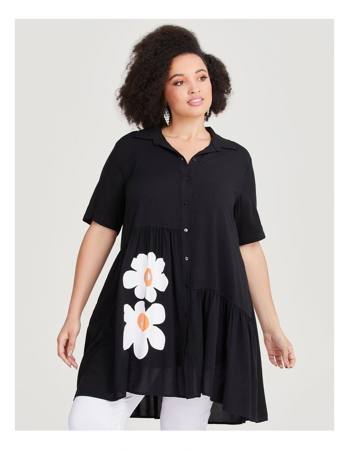Bamboo Flora Shirt in Black