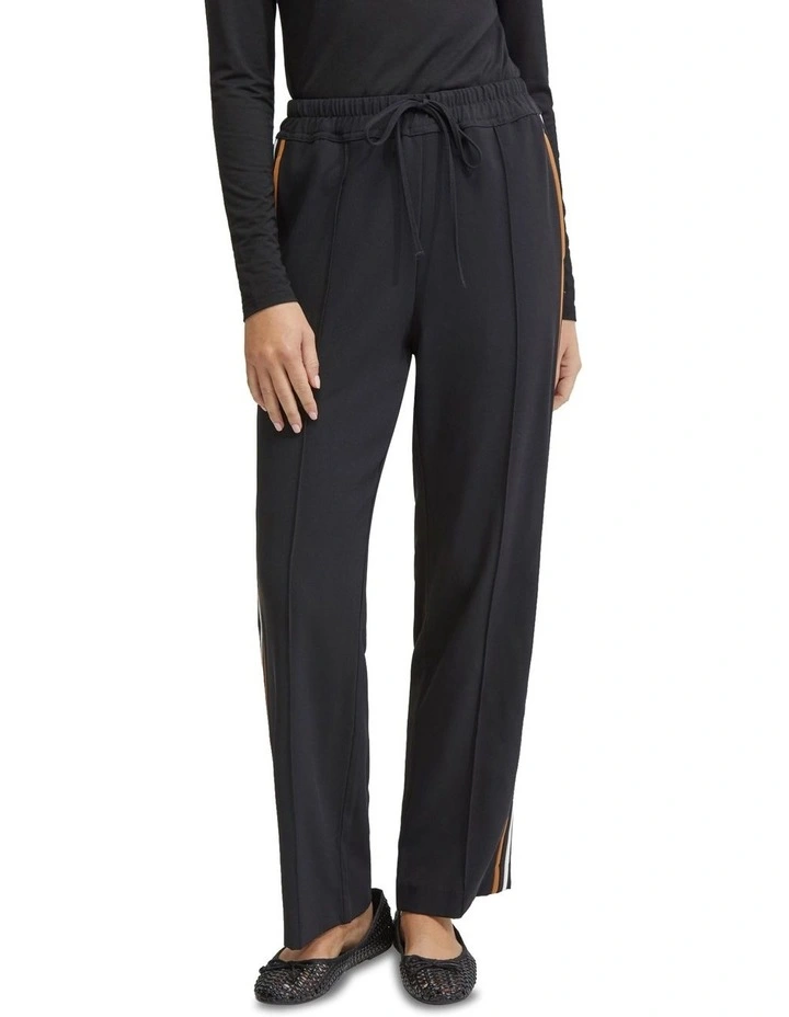 Violet Contrast Stripe Pants in Black