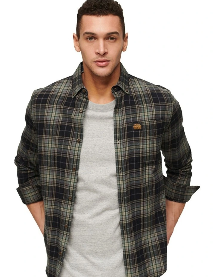 Cotton Lumberjack Shirt in Drayton Check Black