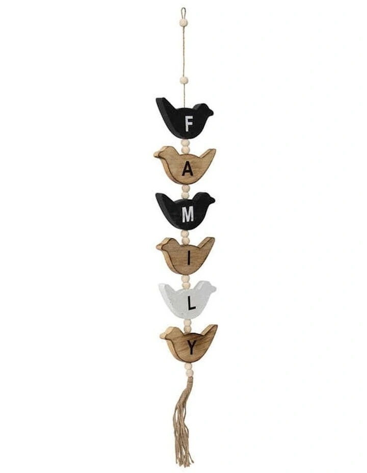 Handmade Wooden Family Love Bird Wall Art in Multi