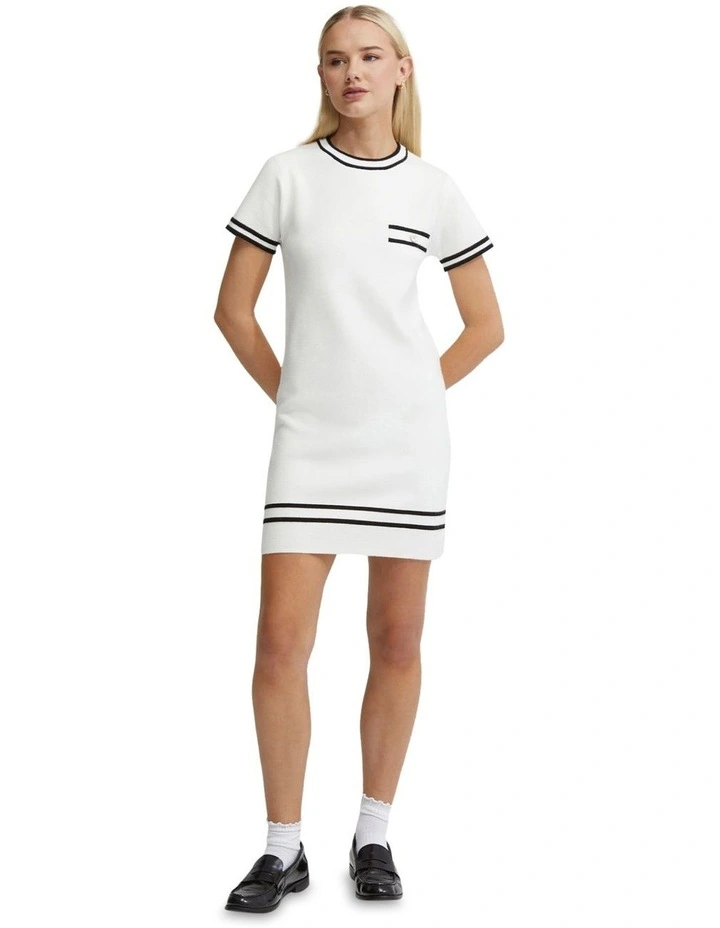 Liv Knitted Mini Dress in Ivory/Black