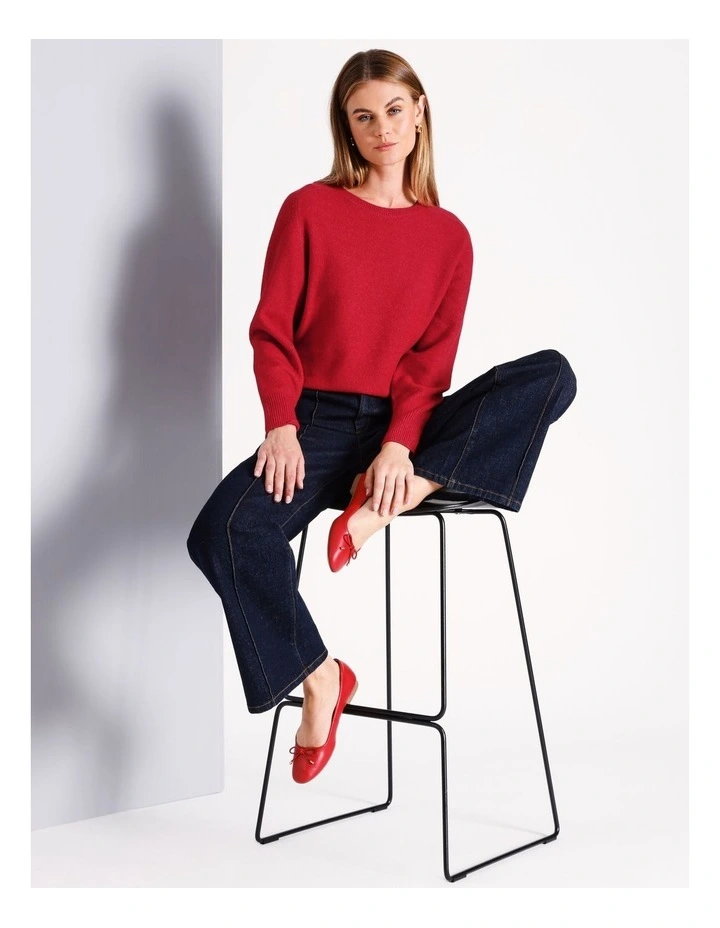 Soft Touch Crew Neck Knit in Red