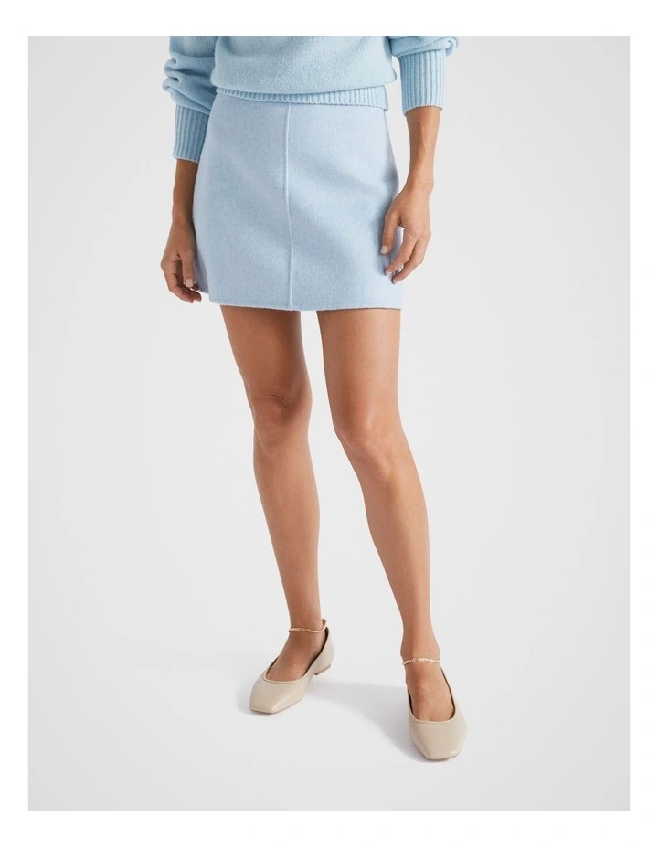 Wool Blend Mini Skirt in Capri Marle