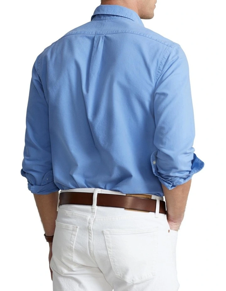 Classic Fit Garment-Dyed Oxford Shirt in Blue