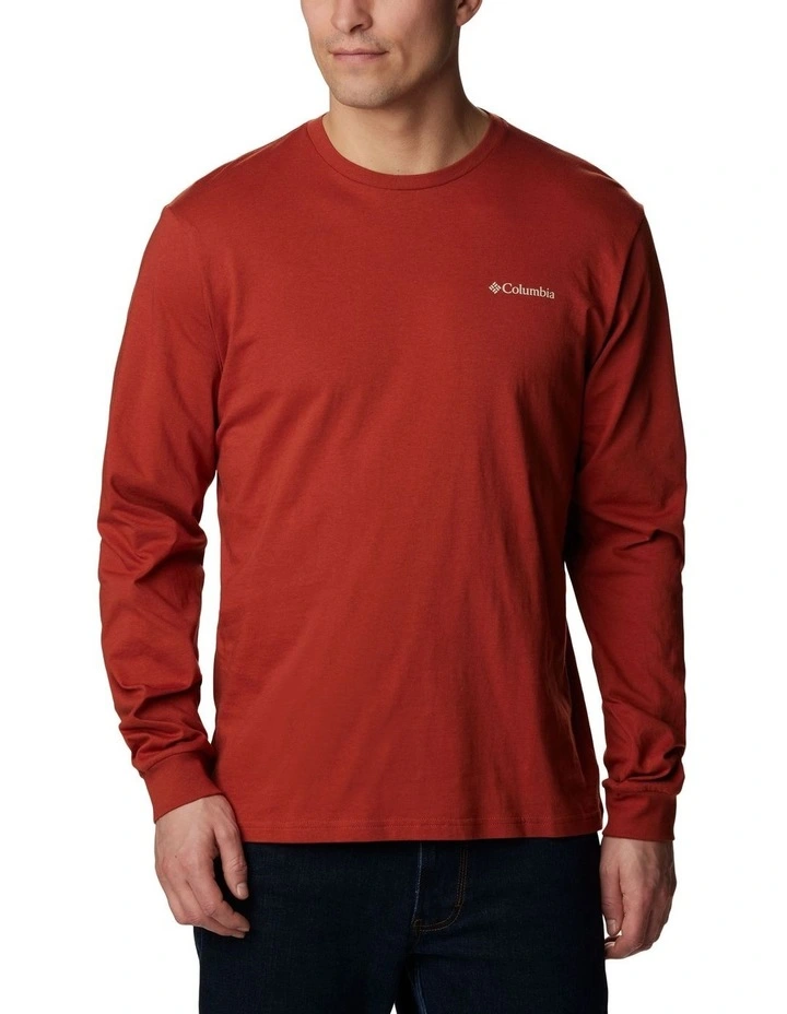 Rockaway River Graphic Long Sleeve Tee in Warp Red