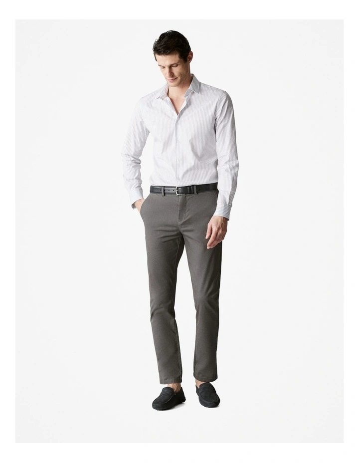 Tailored Fit Italian Cotton Ticking Stripe Shirt in White
