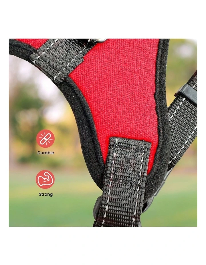 No Pull Dog Harness with Adjustable Chest Belt XL Size in Red