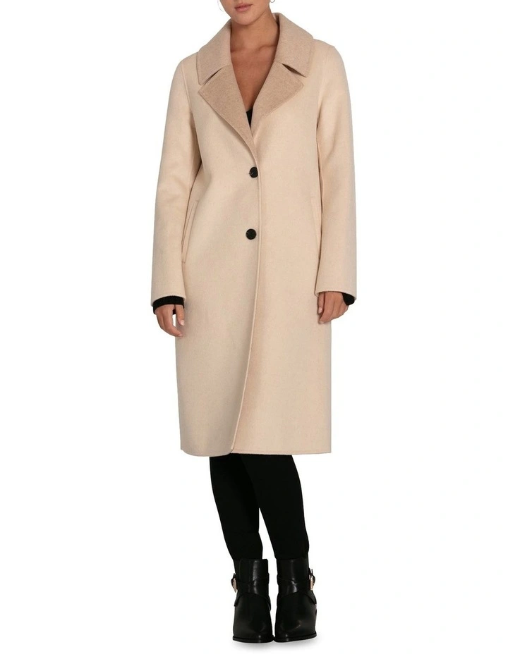Lexington Two-Tone Wool Blend Coat in Beige
