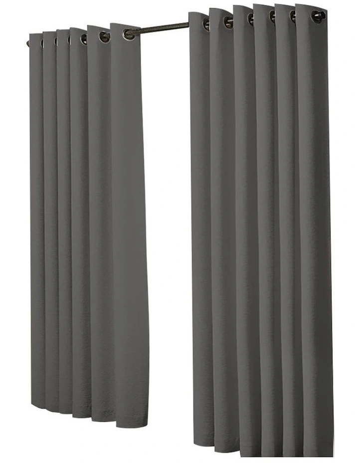 3 Layers Eyelet Blockout Curtains 240x230cm x2 in Charcoal
