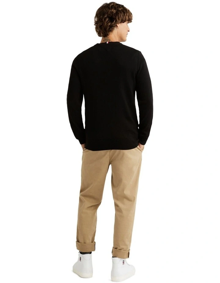 Pima Organic Cotton Cashmere Crew Neck Knit in Black